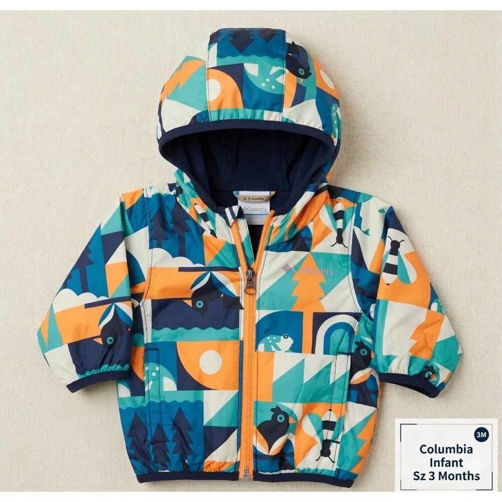 Columbia Mini pixel grabber ll windbreaker Jacket Infant Sz 0-3 Months Colorful